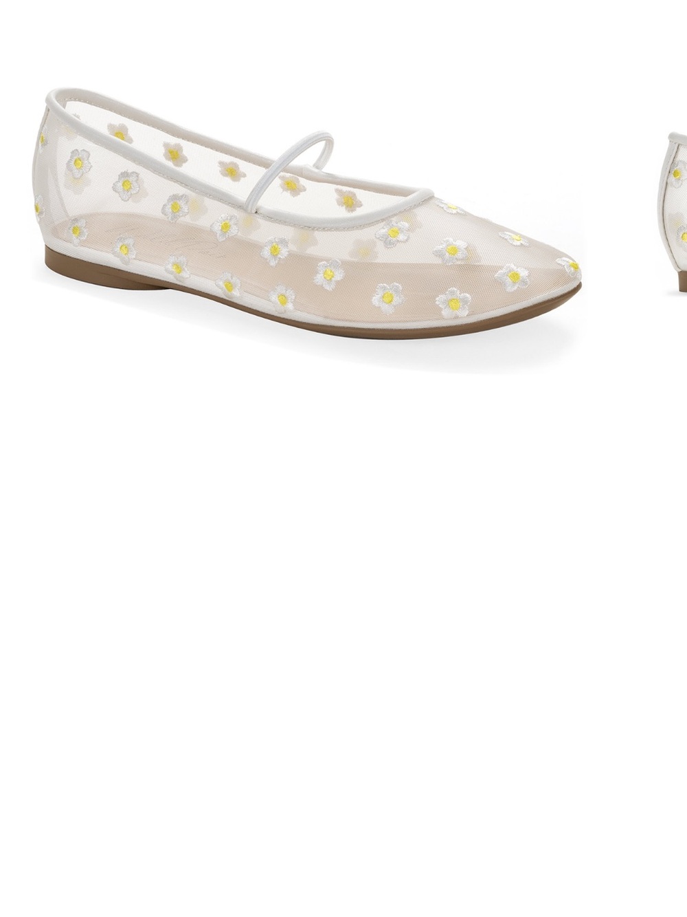 Wild Pair Sheer Floral Mary Jane Ballet Flat - White/Yellow